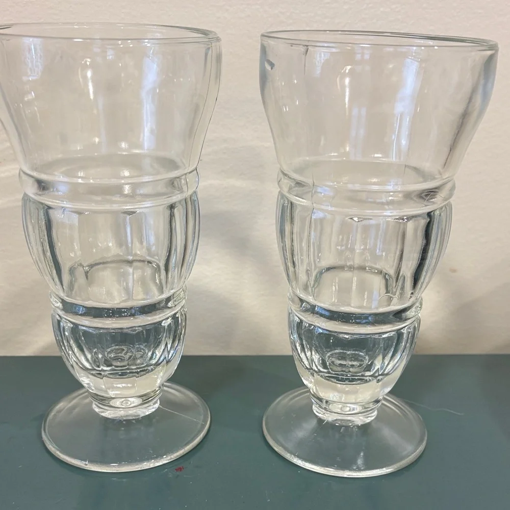 Vintage 1950s Glass Soda Fountain Glasses - Set of 2